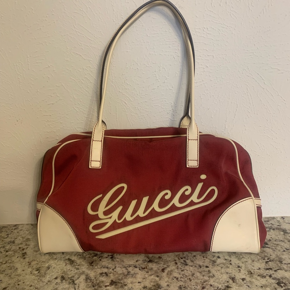 Vintage Gucci Magenta Canvas Cruise Logo Bag